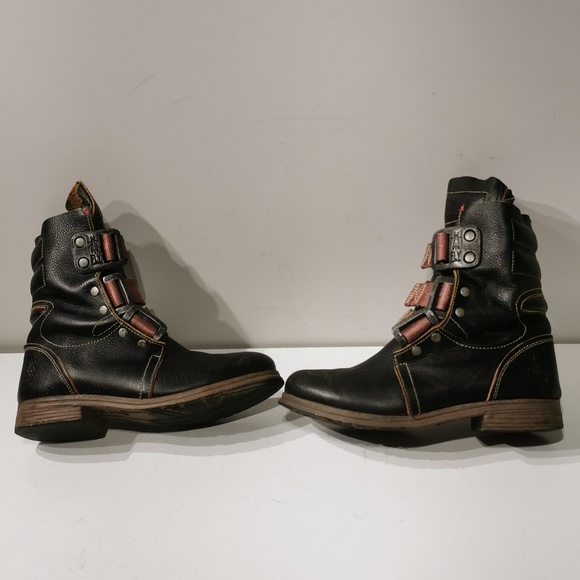 Fly London Leather Combat & Moto Boots - Picture 2 of 9